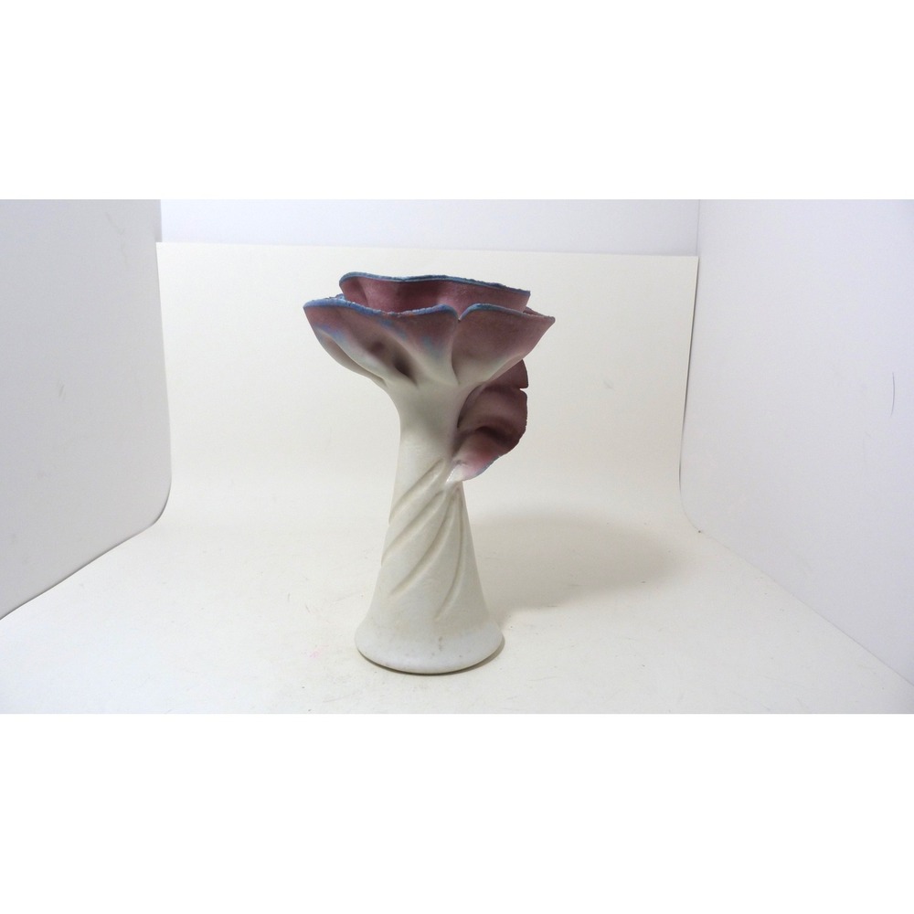 Vintage Hanne Lawrence Canadian Studio Art Pottery Flower Calla Lily Bisque Vase